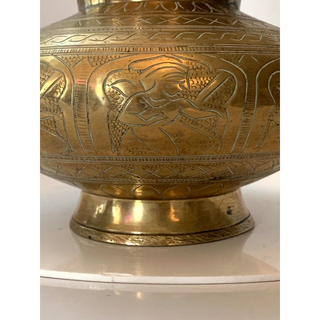 Vintage Traditional Lota Etched Brass Pot Water Vase Indian Chairish
