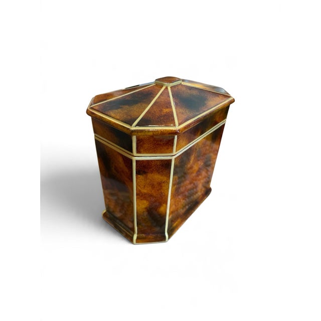 Elevate your tabletop styling with this sophisticated vintage decagonal decorative box or tea caddy by the renowned luxury...