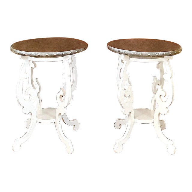 Vintage White Faux Zinc Tables a Pair Chairish