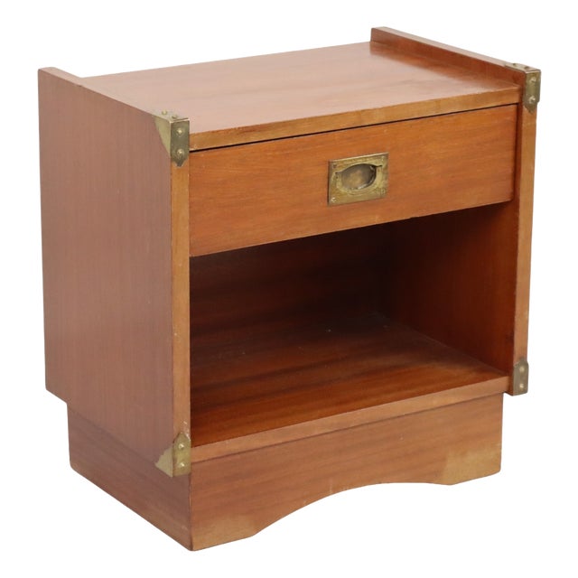 Vintage Campaign Bedside Table by Gautier, France, 1960s For Sale