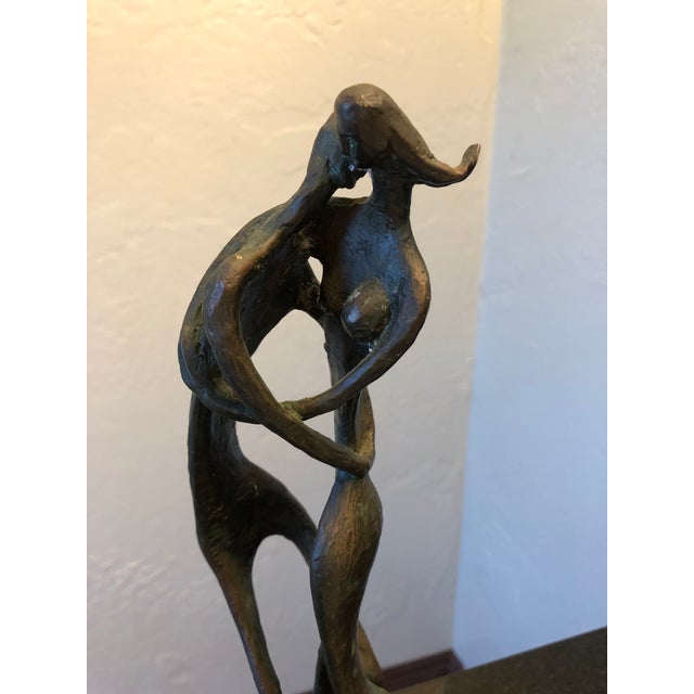 Vintage Modern "Couple Embracing" Bronze Sculpture Signed Burn Chairish