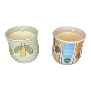 1960s Mid Century Modern Ceramic Hanging Planters- a Pair