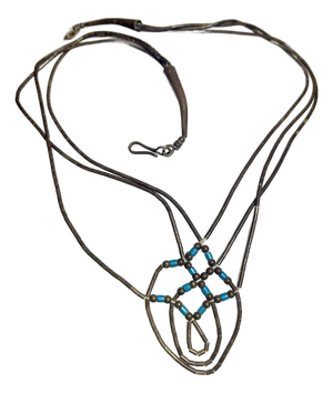 Early 20th Century Native American Navajo Liquid Silver Heishi Turquoise Necklace, Style after