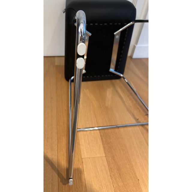 Rolf Benz 626 Sinus Black Leather Skid Bar Stool Designed by Kai Stania For Sale - Image 10 of 11