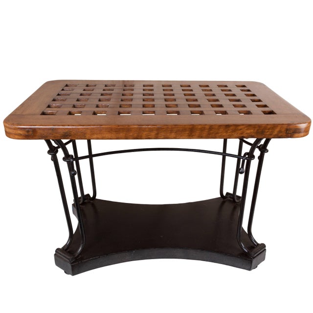 Ship S Nautical Teak Decking Coffee Table On Iron Base Chairish