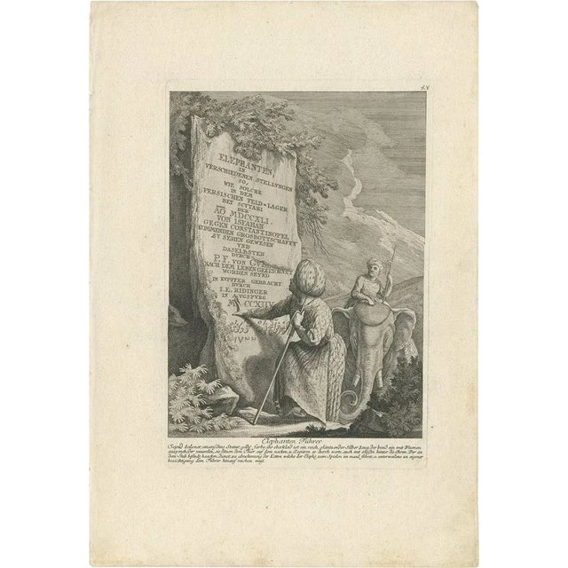 J.E. Ridinger, German Elephant Series, 1741, Paper For Sale - Image 6 of 6
