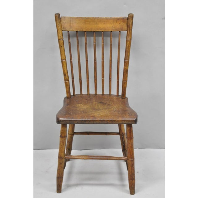 Antique Primitive Rustic French Farmhouse Wooden Faux Bamboo Side Chair. Circa Late 19th Century. Measurements: 35" H x...