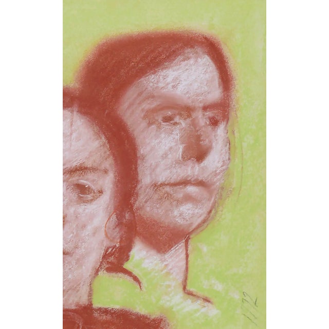 1970s Four Faces - Vintage Portrait Study in Red & Green by Clayton Anderson For Sale - Image 5 of 8