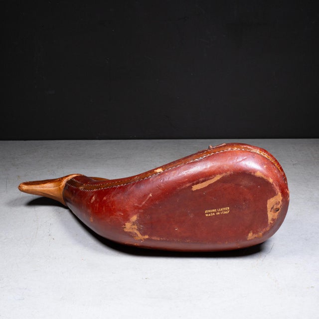 Glass Mid-Century Leather Whale Bottle Decanter, Italy c.1960 For Sale - Image 7 of 8
