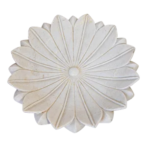 White Marble Open Lotus Flower Shape Large Blow Hand-Carved in India Raj Mughal