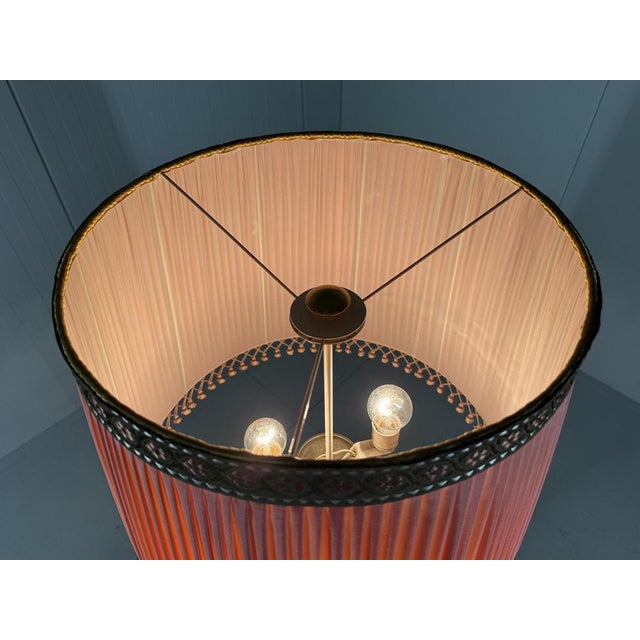 Black Brass Floor Lamp with Pleated Lampshade, Austria, 1950s For Sale - Image 8 of 18