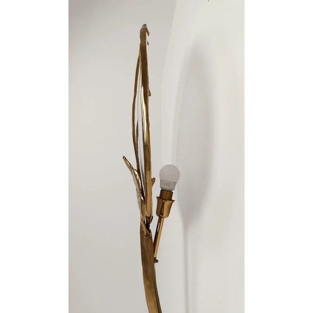 Large Italian Floral Sculptural Brass Wall Sconce, 1970s For Sale - Image 18 of 18