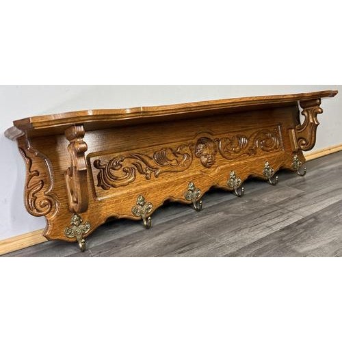 French Coat Rack in Oak with Six Hooks For Sale - Image 11 of 11