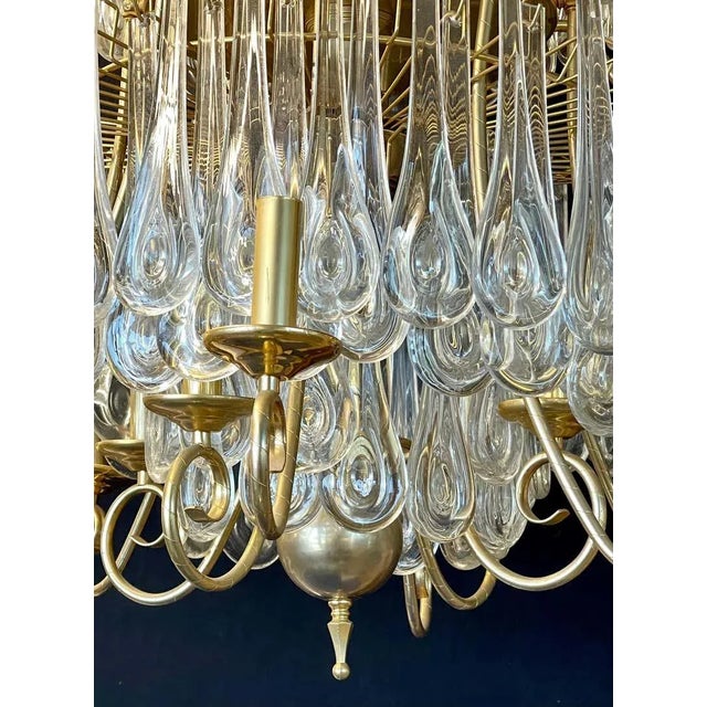 Hollywood Regency Gilt Bronze and Crystal Chandelier For Sale - Image 10 of 13