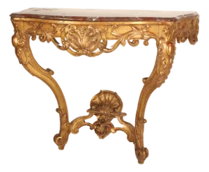 Antique Louis XV Giltwood (Gold Leaf) Marble Top Console Table