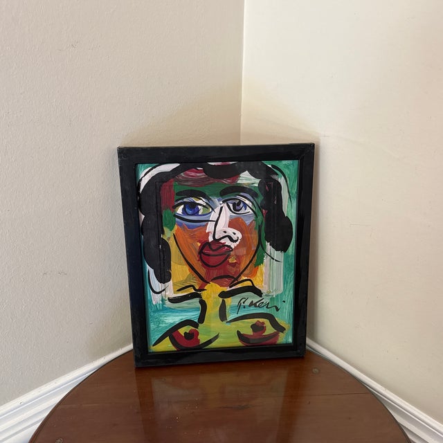 1970s 1970s Vintage Abstract Portraiture; Original Artwork by Peter Robert Keil, Framed For Sale - Image 5 of 7