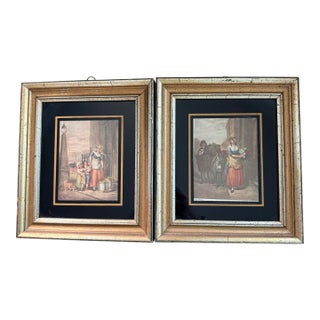 Two Victorian Maiden Lithographs Framed For Sale