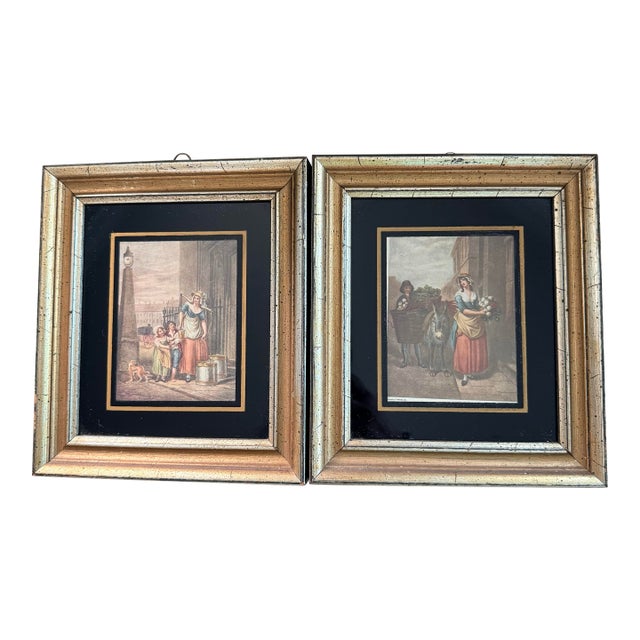 Two Victorian Maiden Lithographs Framed For Sale