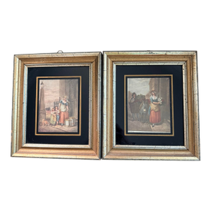 Two Victorian Maiden Lithographs Framed