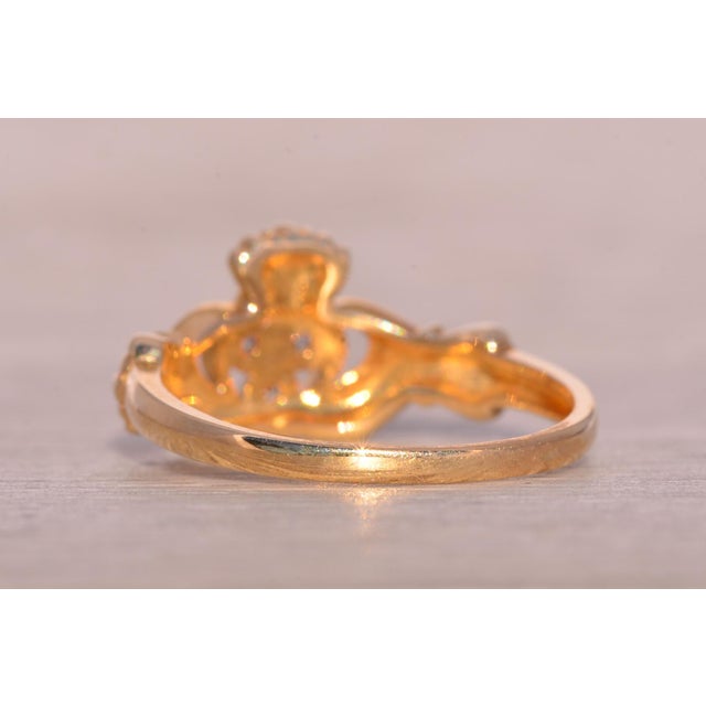 The Beckham: Irish Made Solvar Signed Claddagh Ring with Diamonds For Sale - Image 4 of 10