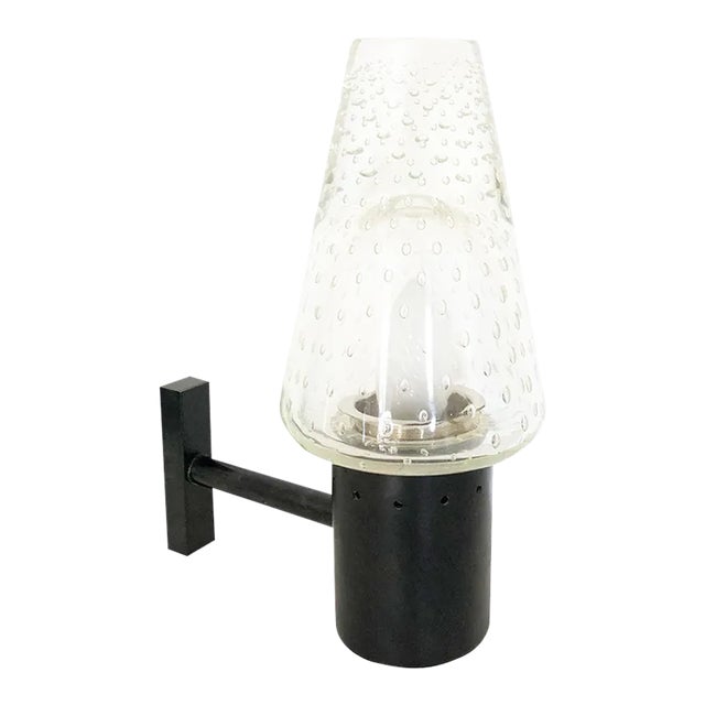 Sconce in Sommerso Murano Glass & Black Metal from Seguso, 1960s For Sale