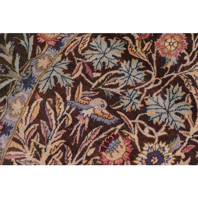 Shabby Chic Botanical 1990's Pak-Persian Brown/Gray Wool Round Rug - 6'2'' X 6'3'' For Sale - Image 4 of 9