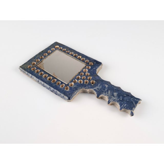 French Stoneware Wall Mirror in the style of Les Argonautes, 1970s For Sale - Image 6 of 12