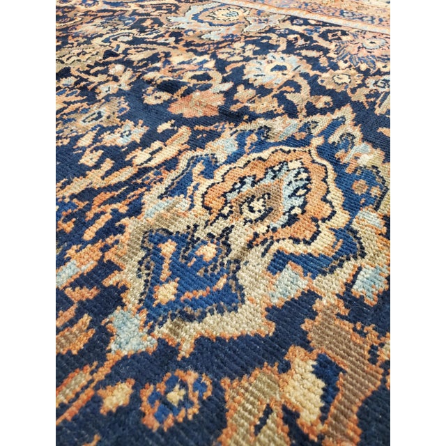 Antique Persian Sultanabad Handmade Oriental Navy Blue, Rust & Gold Rug For Sale - Image 9 of 12