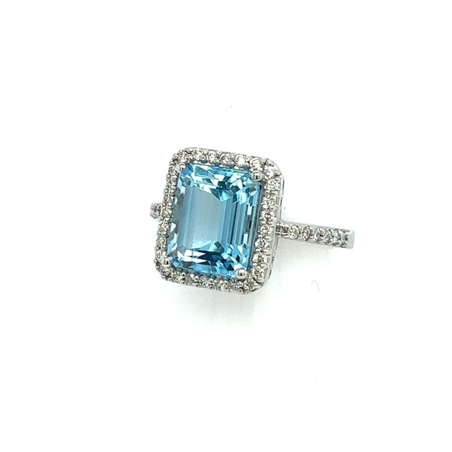 2010s Natural Topaz Diamond Ring 6.5 14k W Gold 5.1 TCW Certified For Sale - Image 5 of 7