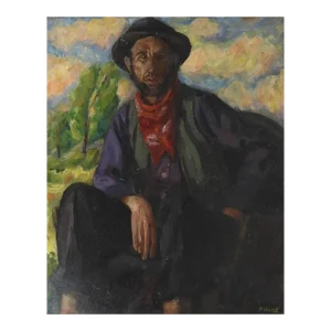 Vintage Continental Working Man Portrait Painting