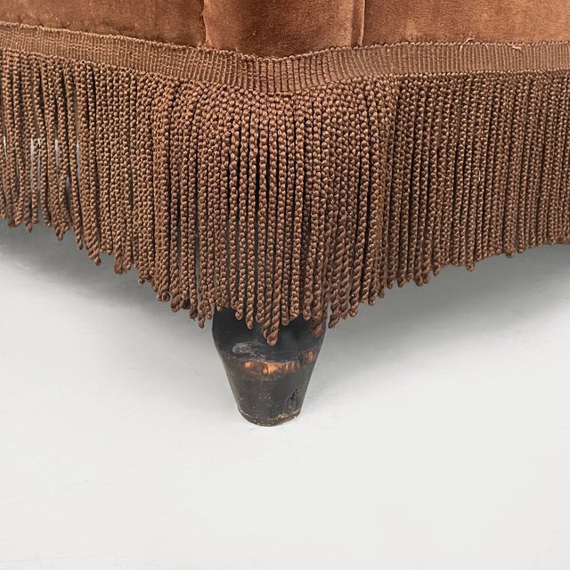 Italian Art Deco Two-Seater Sofa in Brown Velvet, 1930s For Sale - Image 18 of 18