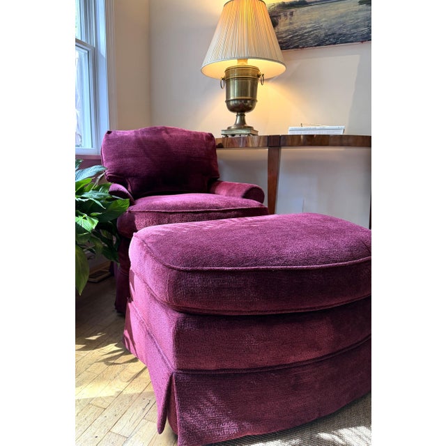 Custom Dapha Burgundy Lounge Chair & Ottoman Set For Sale - Image 18 of 18