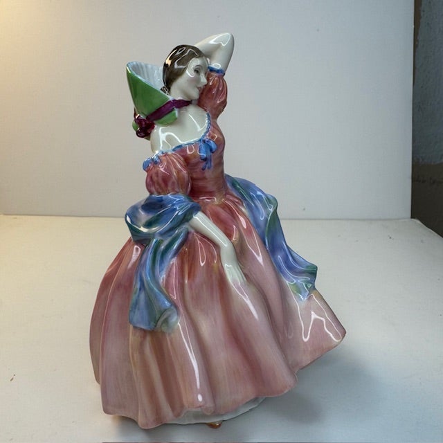 Ceramic Vintage 1952 Royal Doulton May Time Figurine Hn2113 Pink Blue Bone China For Sale - Image 7 of 13
