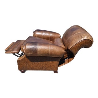 Vintage Barcalounger Saddle Leather Recliner With Continuous Lumbar Support For Sale
