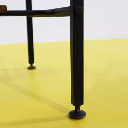 Industrial Coffee Table in Metal and Wood with Storage Grid For Sale - Image 3 of 6