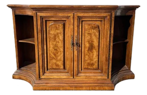 Vintage Sideboard Credenza Curio Buffet Stone Top Bernhardt Wood Console