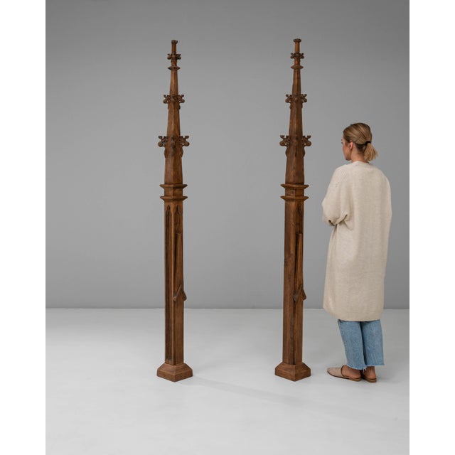Gothic 1900s French Oak Gothic-Style Building Spires - A Pair For Sale - Image 3 of 18
