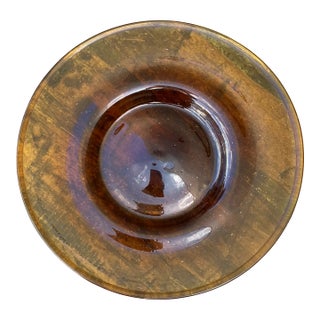 Vintage Amber Glass Serving Tray For Sale