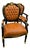 French Empire Leather Armchair Set of 2– Tufted Cognac Leather Accent Chair With Black & Gold Frame For Sale