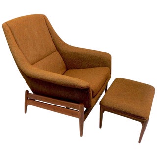 Platform Rocking Lounge Chair and Ottoman by Hjelle For Sale