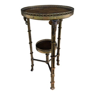 Late 20th Century Faux Bamboo Elephant Accent Table/ Side Table. 2-Design on Tiers For Sale