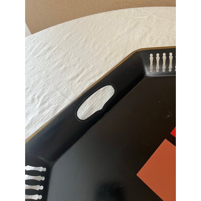 Black 1960s Mid-Century Modern Metal Tole Large Decorative Tray For Sale - Image 8 of 8