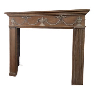 Vintage Pine Wood Fireplace Mantle For Sale