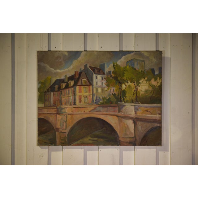 Figurative Post-Impressionist Artist, Canal Poirot, 1980, Oil Painting on Canvas For Sale - Image 9 of 9