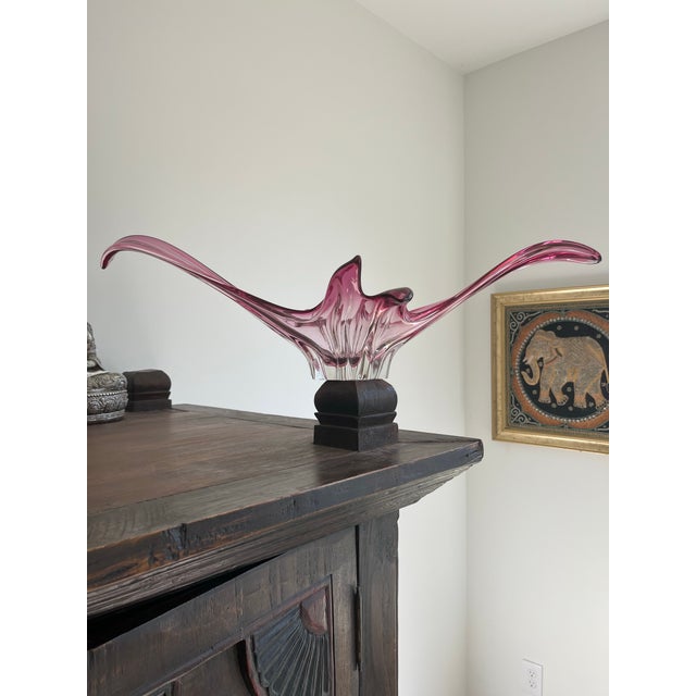 1970s 1970s Murano Cerise Pulled Art Glass Bowl For Sale - Image 5 of 12