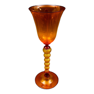 Mid 20th Century DF Glassworks Murano Italy Davide Fuin Hand Blown Art Glass Goblet Chalice Flute
