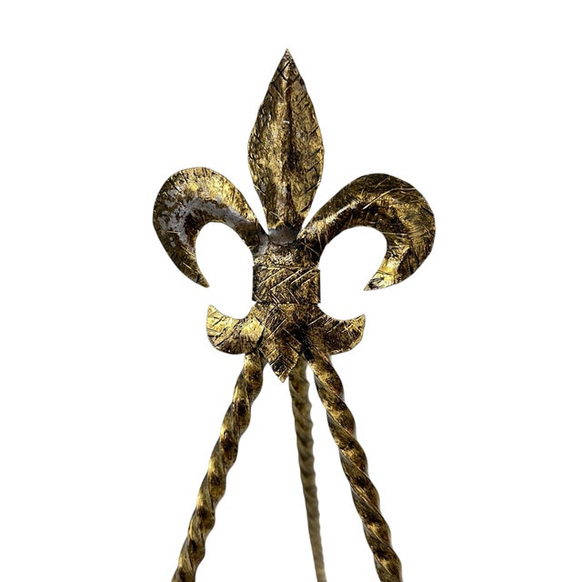 Vintage Handmade Fluer De Lis Twisted Iron Easel For Sale - Image 4 of 7