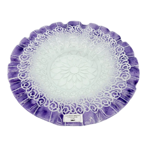 Sydenstricker Embassy Lavender Lace Art Glass Bowl – Signed Syd, 13" Ruffled Masterpiece