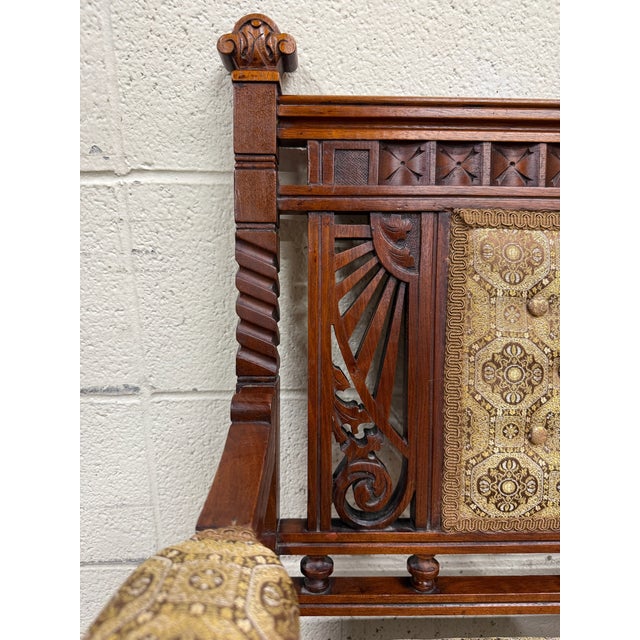 Wood Antique Victorian Eastlake Library Chair Lounge Chair Armchair For Sale - Image 7 of 16