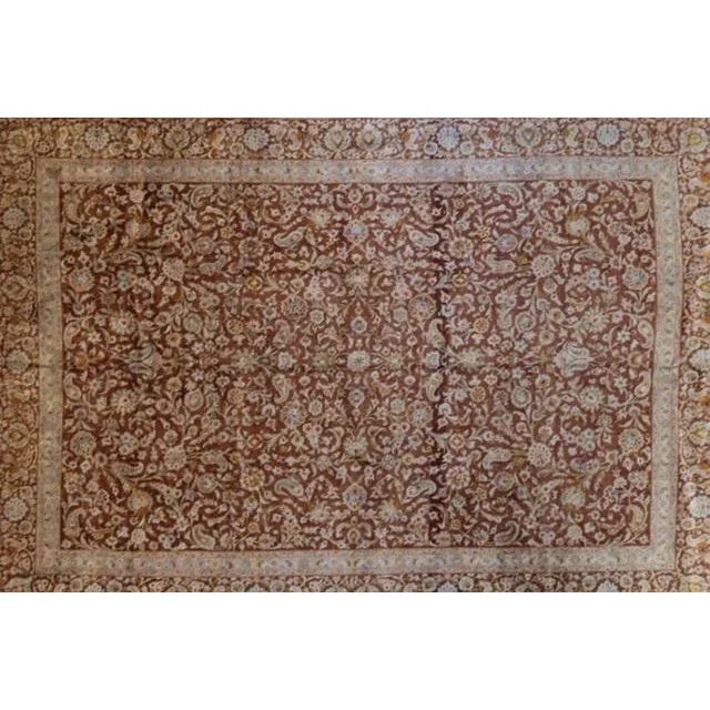 Kork wool pile genuine hand made very fine Persian Kashan Palace carpet-